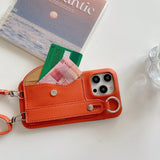 Wrist Strap Crossbody Lanyard Card Holder Wallet Leather Case for iPhone