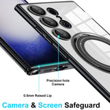 Bright Shield Series Electroplated Magnetic Stand Transparent Phone Case for Samsung