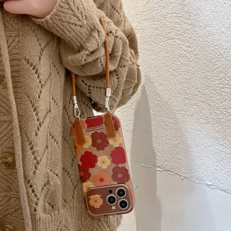 Flower with Lanyard Stand Case for iPhone