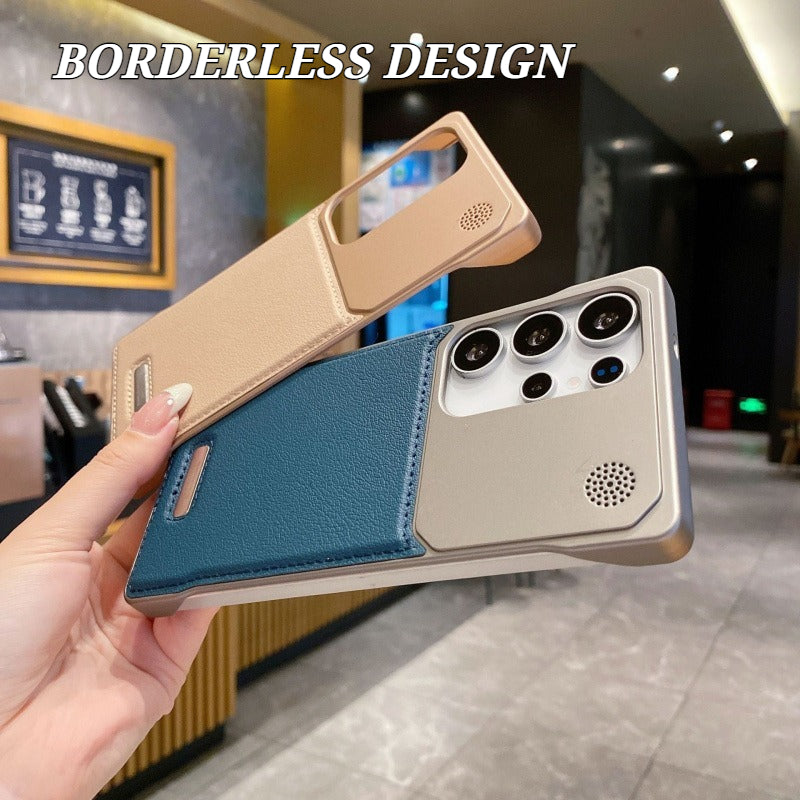 Leather Frameless Frosted Magnetic Business-Style Drop-Proof Phone Case for Samsung
