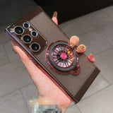 Rotating Gyroscope Stand Electroplated Heat Dissipation Mesh Phone Case for Samsung