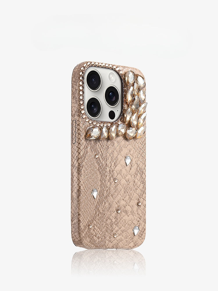 High Quality Silicone Gray Snake Pattern Silver Diamond Case For iphone