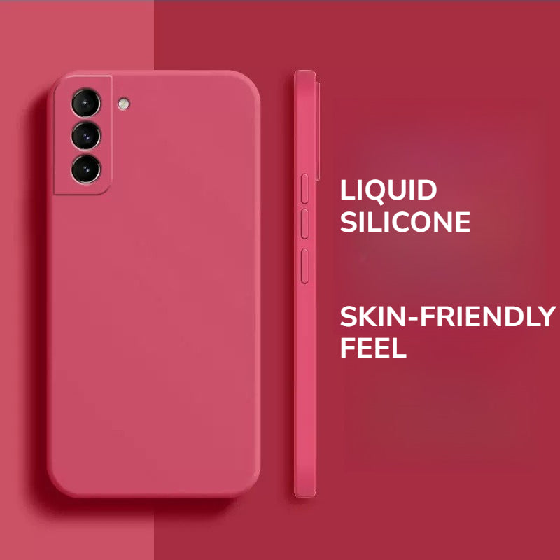 Liquid Silicone Full-Coverage Straight-Edge Shockproof Phone Case for Samsung
