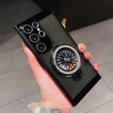 Rotating Gyroscope Stand Electroplated Heat Dissipation Mesh Phone Case for Samsung