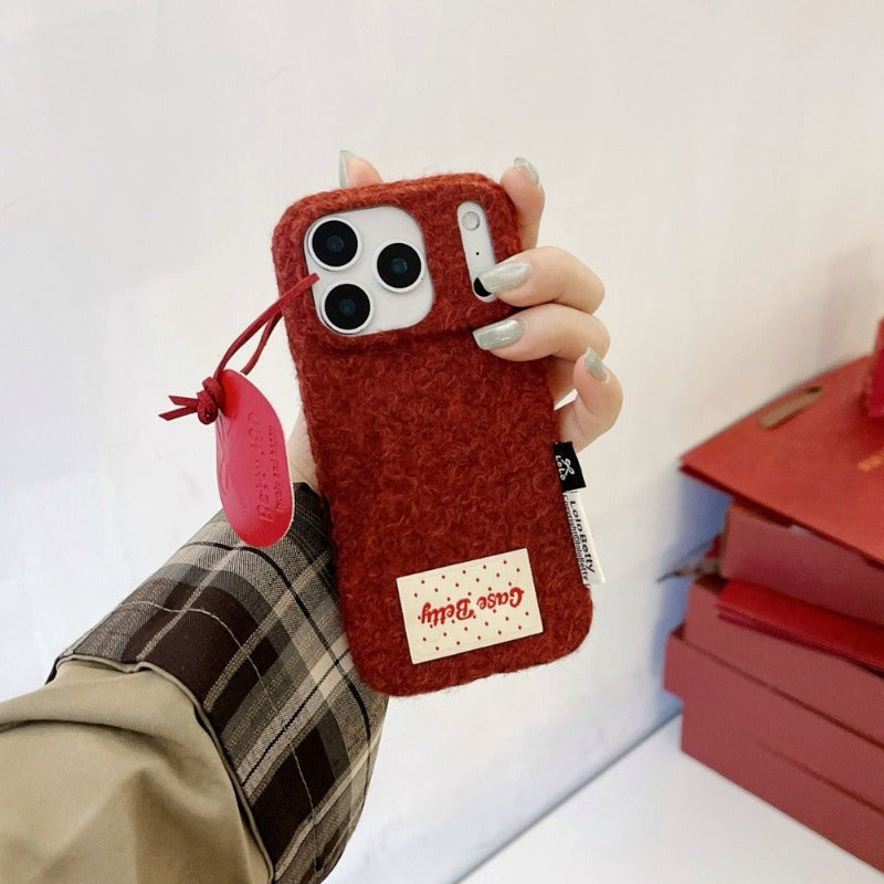 Solid Color Woolen Velvet Minimalist And Unique Tag Phone Case for IPhone