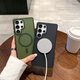 Matte Frosted Magnetic Magsafe Translucent Case For Samsung