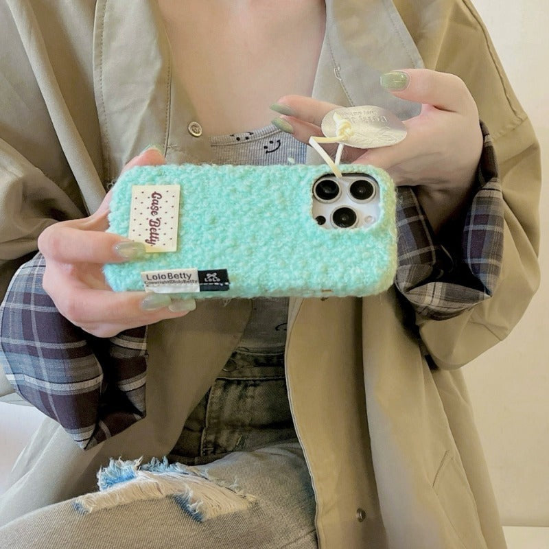 Solid Color Woolen Velvet Minimalist And Unique Tag Phone Case for IPhone