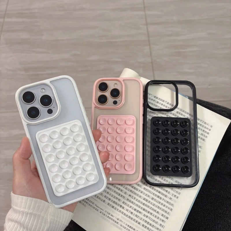 3D Suction Cup Airbag Clear Candy Shockproof Bumper Phone Case for iPhone