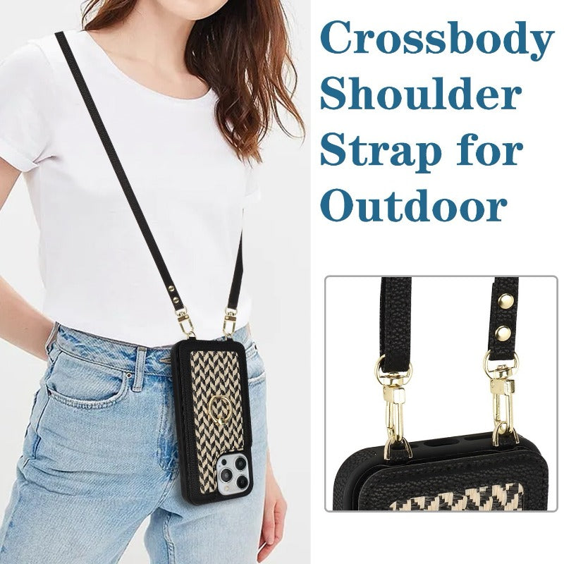 Card HolderIntegrated Crossbody Hanging Rope   Stora Case for iPhone