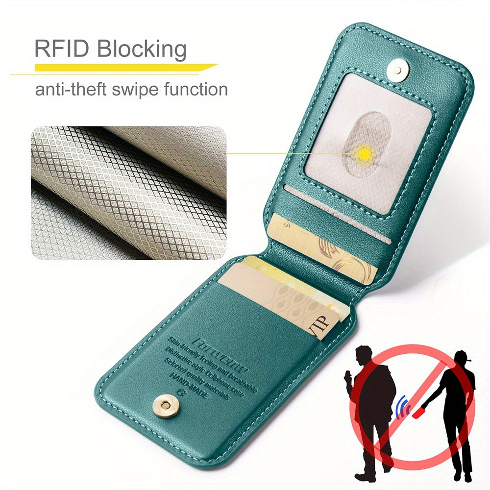 RFID Anti-theft Swipe Magnetic Faux Leather Wallet Case for iPhone