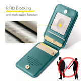 RFID Anti-theft Swipe Magnetic Faux Leather Wallet Case for iPhone