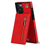 Stylish Leather Crossbody Zipper Back Cover Holder Wallet Card Holder Phone Case 3-In-1 for iphone