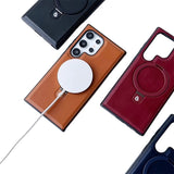 High-End Leather Magnetic Stand Full-Coverage Shockproof Phone Case for Samsung