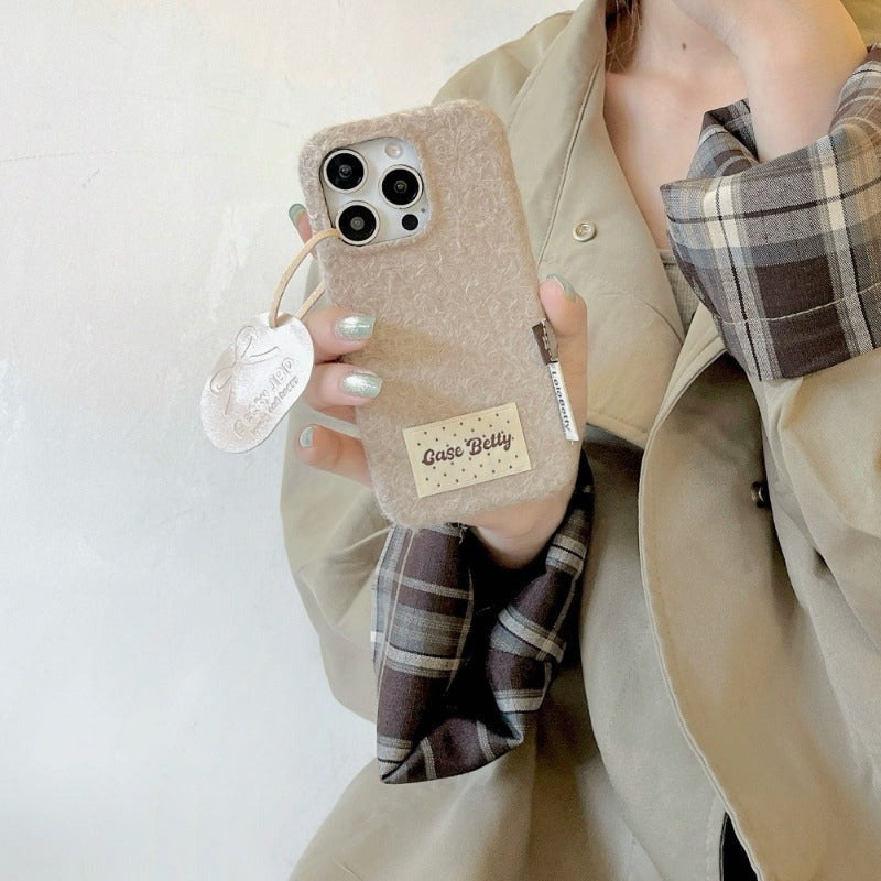Solid Color Woolen Velvet Minimalist And Unique Tag Phone Case for IPhone