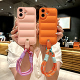 Simple Down Jacket with Lanyard Case for iPhone