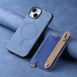 2 in 1 Detachable Magnetic Leather Card Slot Wrist Strap Wallet Case for iPhone