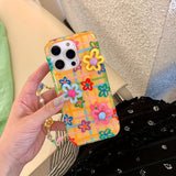 Chain Colorful Striped Three-Dimensional Flower  Case for iPhone