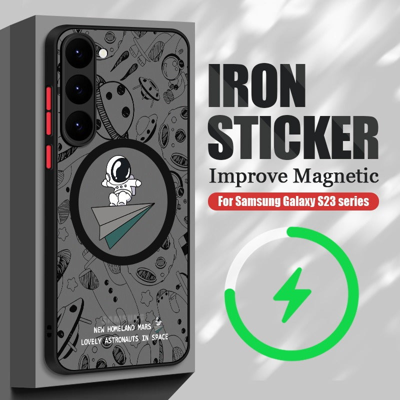 Astronaut Cartoon Graffiti Skin-Sensitive Magnetic Phone Case for Samsung