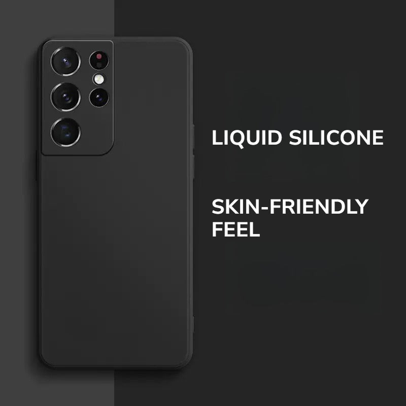 Liquid Silicone Full-Coverage Straight-Edge Shockproof Phone Case for Samsung
