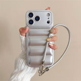 New Leather INS-style Down Jacket Lanyard Phone Case for IPhone