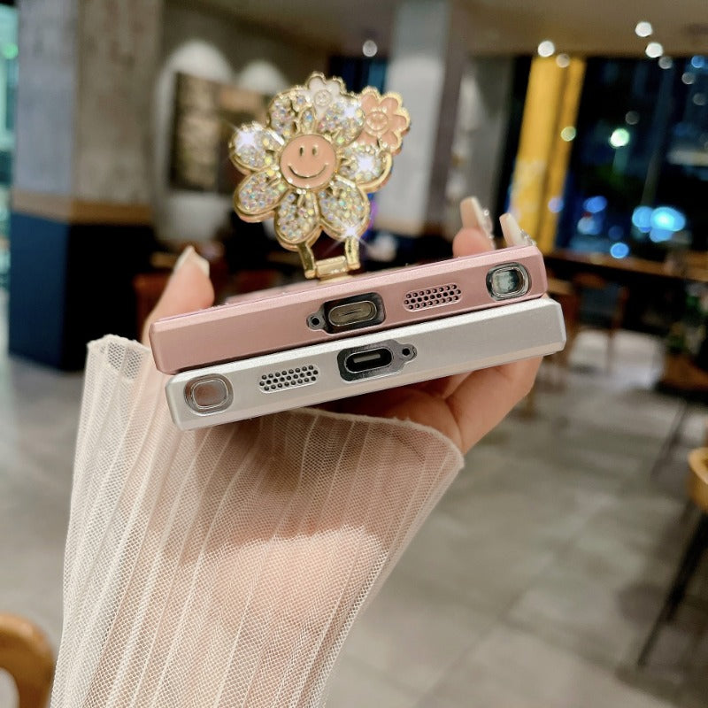 Rhinestone Butterfly And Flower Magnetic Phone Case for Samsung