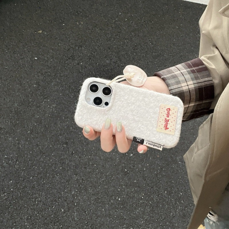 Solid Color Woolen Velvet Minimalist And Unique Tag Phone Case for IPhone