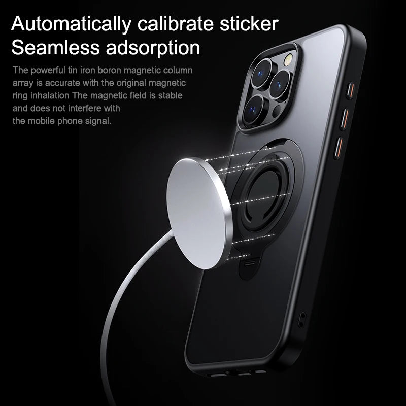 360° Rotation Magnetic Stand Frosted Shockproof Case for iPhone