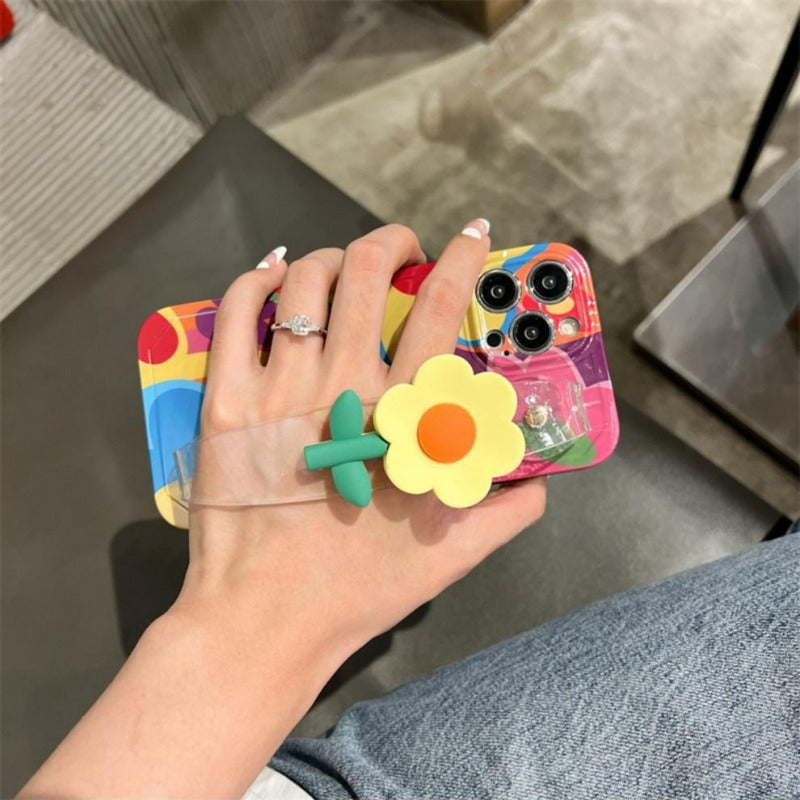 The New Little Yellow Flower Wristband With Lanyard Phone Case for iPhone