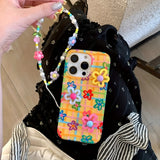 Chain Colorful Striped Three-Dimensional Flower  Case for iPhone