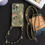 Vintage Style Pine Green Adjustable Backpack Lanyard Case for iPhone