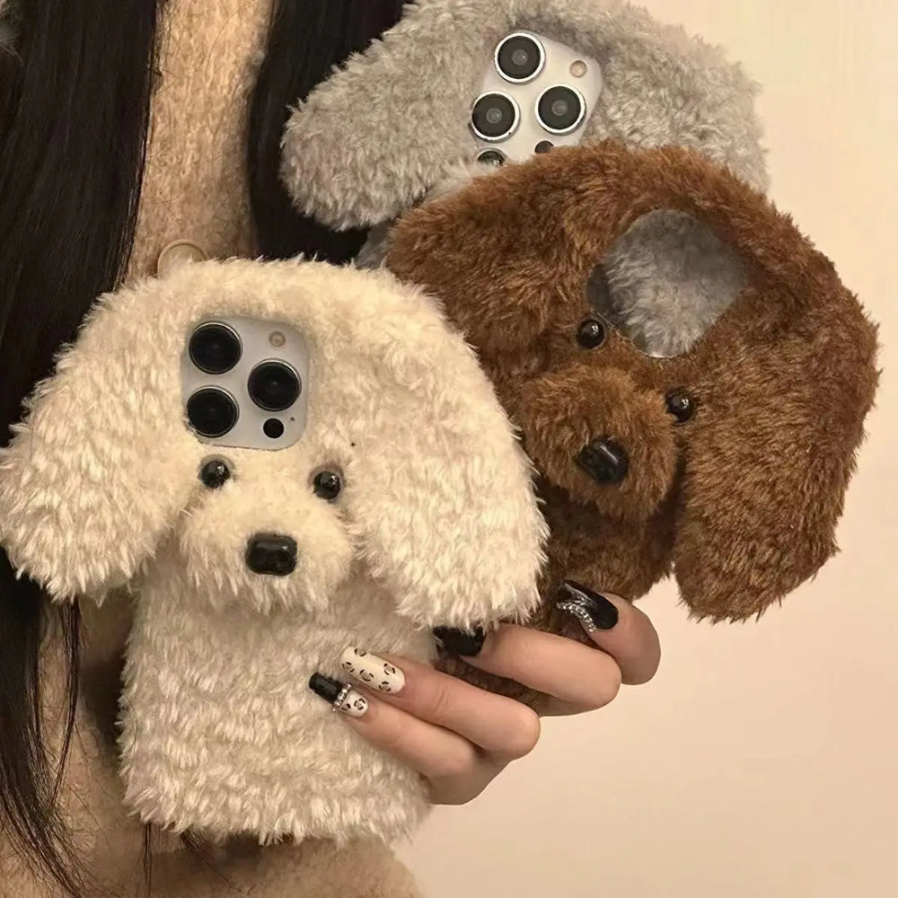 3D Teddy Dog Fluffy Case For iPhone