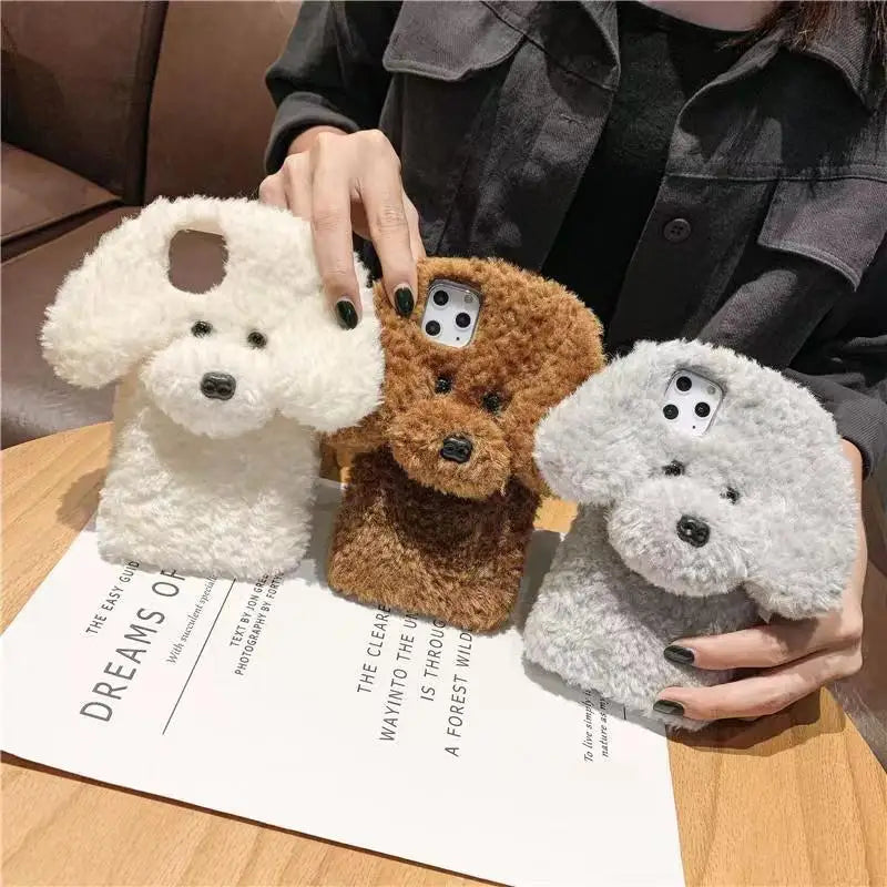 3D Teddy Dog Fluffy Case For iPhone