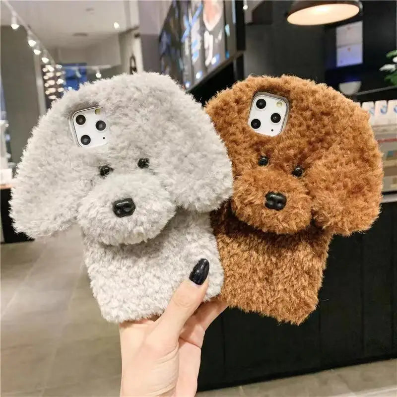 3D Teddy Dog Fluffy Case For iPhone