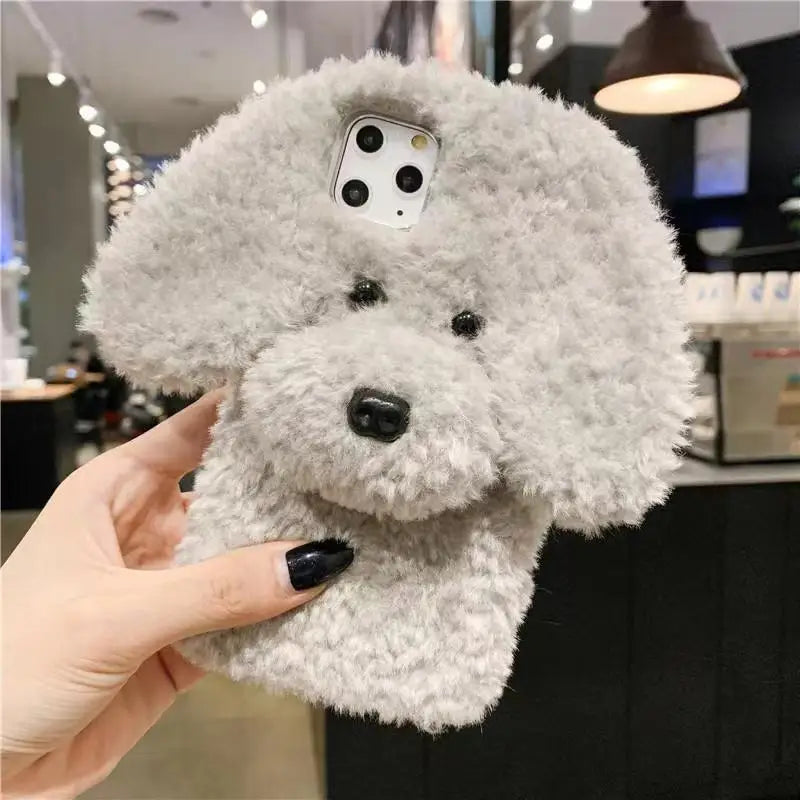 3D Teddy Dog Fluffy Case For iPhone