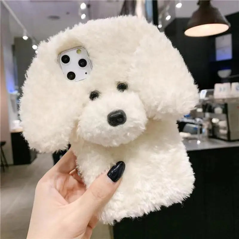 3D Teddy Dog Fluffy Case For iPhone