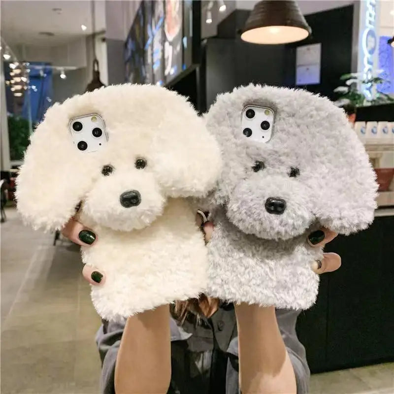 3D Teddy Dog Fluffy Case For iPhone