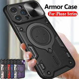 Magsafe Magnetic 360 Rotate Kickstand Armor Ring Case for iPhone