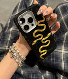 Simple personality three-dimensional golden snake Case for iPhone