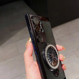 Rotating Gyroscope Stand Electroplated Heat Dissipation Mesh Phone Case for Samsung