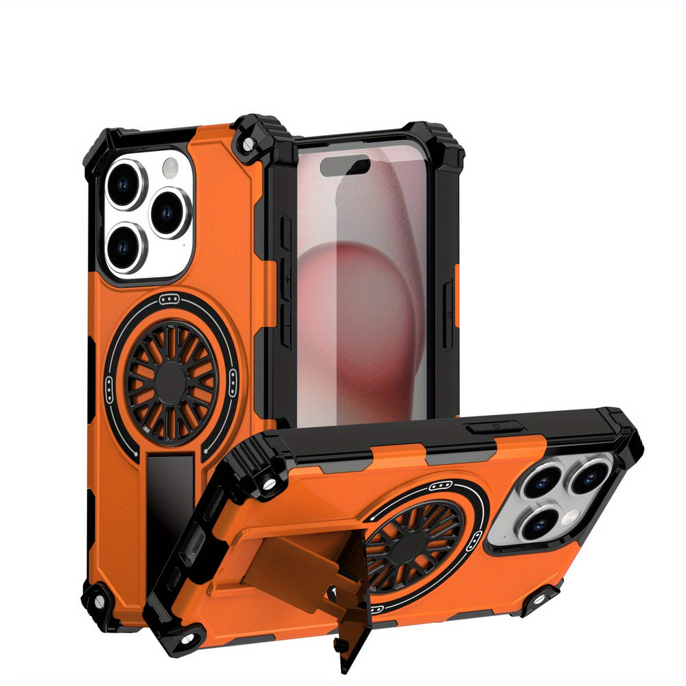 Anti-Drop Case with Stand  Fan Rotation Magnetic case for iPhone