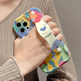 Anti-Drop Cream Strap Style Anime Pattern Print Case for iPhone