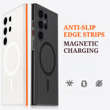 Corrugated Grating Anti-Slip Strip Magnetic Skin-Feel Full-Coverage Drop-Proof Phone Case for Samsung