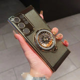 Rotating Gyroscope Stand Electroplated Heat Dissipation Mesh Phone Case for Samsung