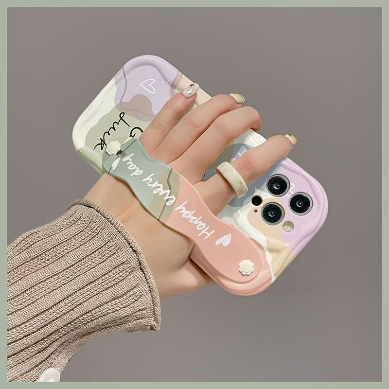 Oil painting smiley face strap Case for iPhone