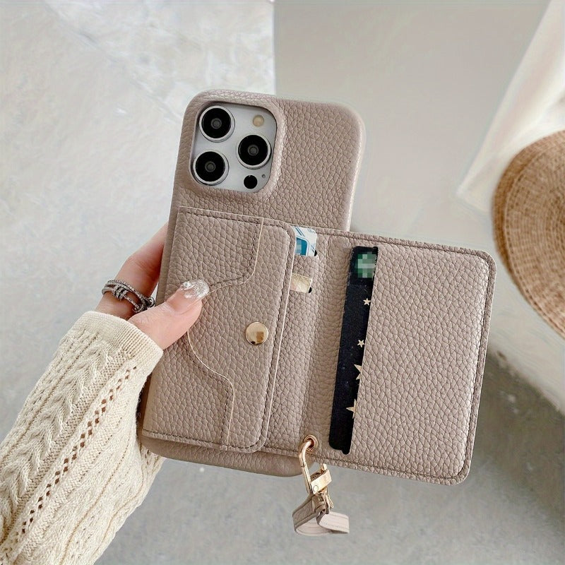 Detachable Multiple Card Holder Small MirrorAnd Lanyard Case for iPhone