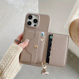 Detachable Multiple Card Holder Small MirrorAnd Lanyard Case for iPhone