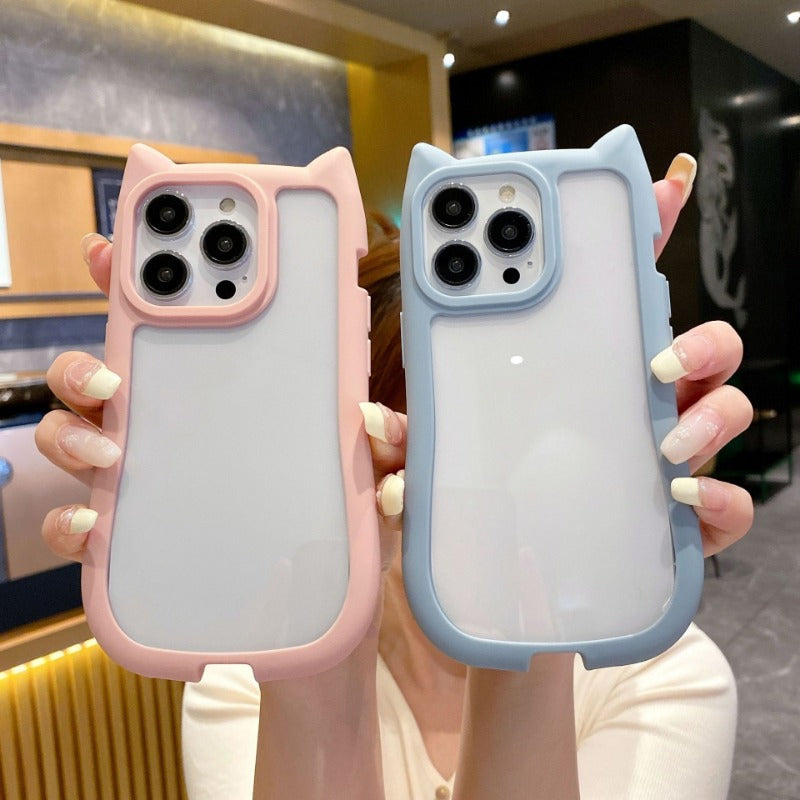 Simple Solid Color Cat Ear Phone Case for IPhone