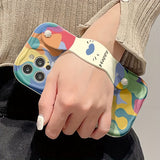 Anti-Drop Cream Strap Style Anime Pattern Print Case for iPhone