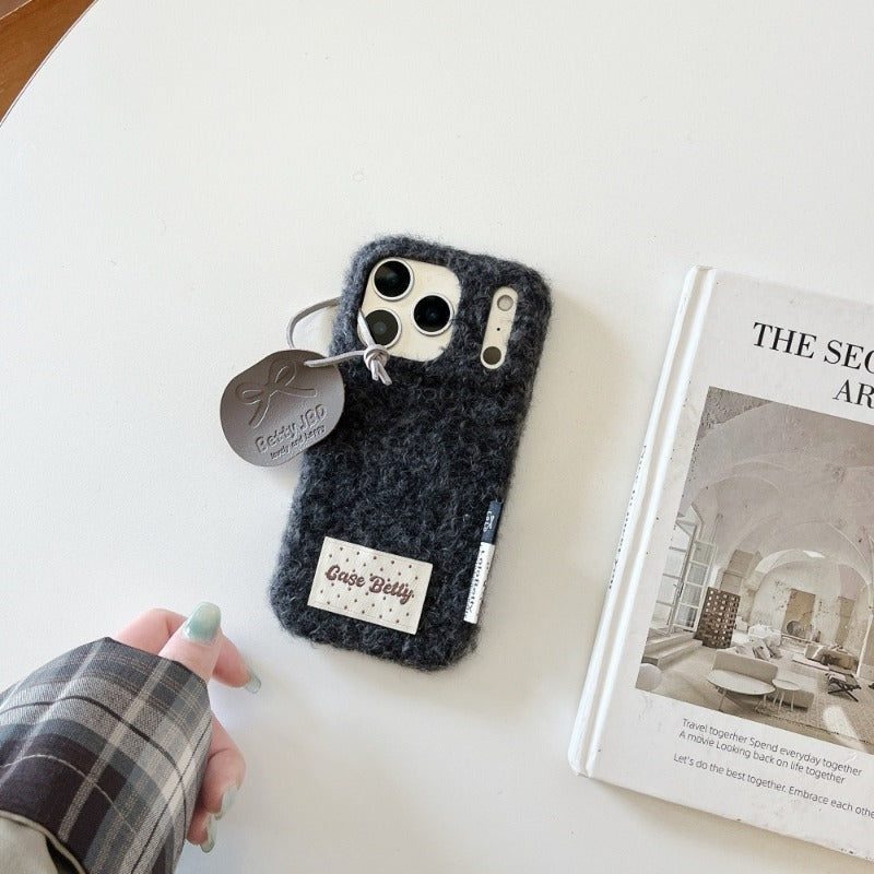 Solid Color Woolen Velvet Minimalist And Unique Tag Phone Case for IPhone