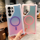 Space-Themed Gradient Magnetic Four-Corner Shockproof Phone Case for Samsung